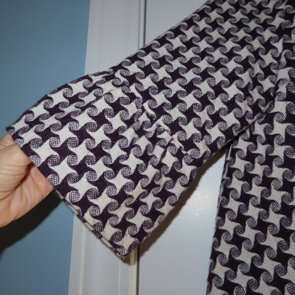 AAApple Blazer Lined Wool Blend Unique 3/4 Bell Sleeve peter Pan Collar Large - Picture 4 of 11